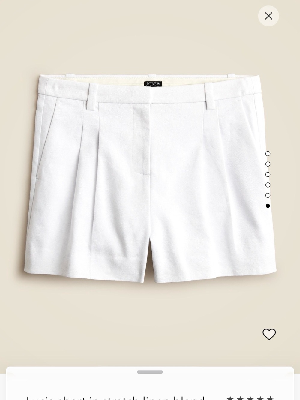 J. Crew White Pleated High-Rise Shorts